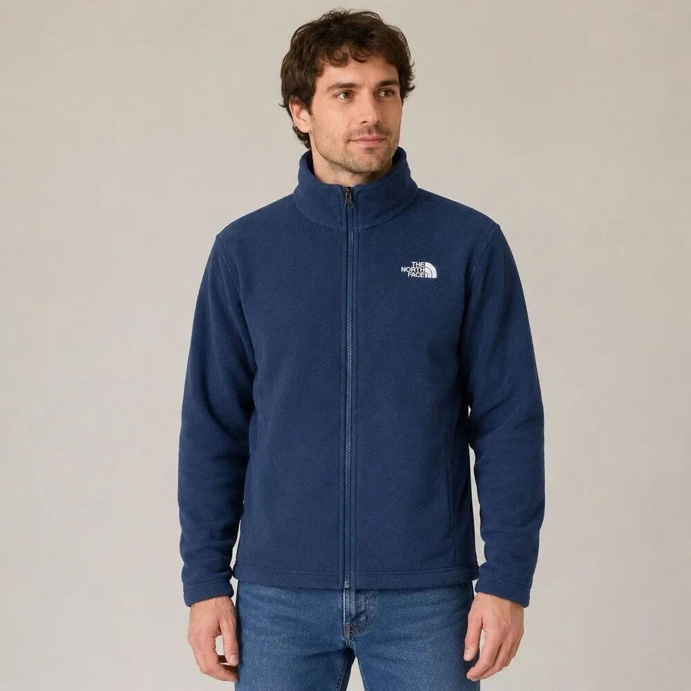 The North Face CF2M Fleece Jacket Mens M Blue Full Zip Logo Pockets